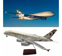 1/160 Scale 50.5CM（20.1in）Airplane A380 ETIHAD Airline Model With Light And Wheel Diecast Plastic Resin Plane For Collection Alloy Aircraft Jet Gift(Upgrade)