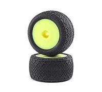 1/18 BK Bar Front/Rear 1.4 Pre-Mounted Tires, 12 mm Hex, Yellow: Mini-T 2.0