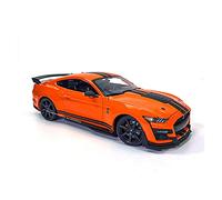 1 18 For Ford Shelby Blue Gt500 Classic Car Model Simulation Alloy Cast Pull Back Toy Car With Light For Gift(Orange)