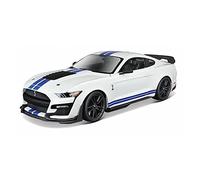 1 18 For Ford Shelby Blue Gt500 Classic Car Model Simulation Alloy Cast Pull Back Toy Car With Light For Gift(White)