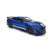 1 18 For Ford Shelby Blue Gt500 Classic Car Model Simulation Alloy Cast Pull Back Toy Car With Light For Gift(Blue -A)