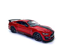 1 18 For Ford Shelby Blue Gt500 Classic Car Model Simulation Alloy Cast Pull Back Toy Car With Light For Gift(Red)
