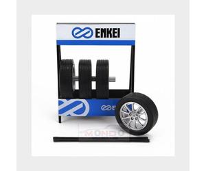 1:18 IXO Cavalletto Supporto 4X Pneumatici Enkei Metal Rack + 4X Tyres 18SET013W