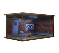 1/18 Scale Model Car Display Case - Garage Display Case with Clear Acrylic Cover and LED Lighting for Die-Cast Cars, 1 Parking Route 66-Left