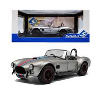 Solido Shelby Cobra 427 MKII - Historical Roadster, Muscle Design, Sports Stripes, Sidepipes, Diecast Model Car, Silver, 1:18