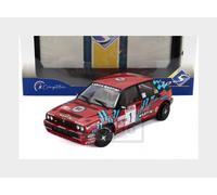 Solido Lancia Delta HF Integrale #1 Legendary Rally Vehicle - Race Number - Stripe Graphics - Double Round Headlight - Diecast Model Car - Red - 1:18