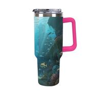 1.18l (40OZ) Stainless Steel Thermos with Handle and Straw Lid The Tapered Design Fits in Your Car's Cup Holder Lost Ancient City Patterned Thermos A Must-Have for Camping and Fitness
