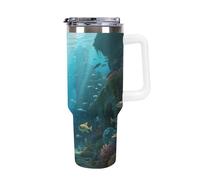 1.18l (40OZ) Stainless Steel Thermos with Handle and Straw Lid The Tapered Design Fits in Your Car's Cup Holder Lost Ancient City Patterned Thermos A Must-Have for Camping and Fitness