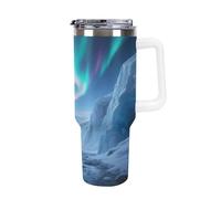 1.18l （40OZ） Stainless Steel Thermos with Handle and Straw Lid The Tapered Design Fits in Your Car's Cup Holder Glacier Canyon Patterned Thermos A Must-Have for Camping and Fitness