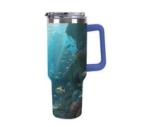 1.18l (40OZ) Stainless Steel Thermos with Handle and Straw Lid The Tapered Design Fits in Your Car's Cup Holder Lost Ancient City Patterned Thermos A Must-Have for Camping and Fitness
