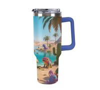 1.18l （40OZ） Stainless Steel Thermos with Handle and Straw Lid The Tapered Design Fits in Your Car's Cup Holder Desert Oasis Patterned Thermos A Must-Have for Camping and Fitness