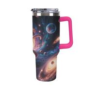 1.18l （40OZ） Stainless Steel Thermos with Handle and Straw Lid The Tapered Design Fits in Your Car's Cup Holder Interstellar Wormhole Patterned Thermos A Must-Have for Camping and Fitness