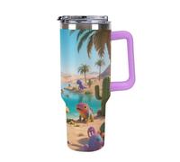 1.18l （40OZ） Stainless Steel Thermos with Handle and Straw Lid The Tapered Design Fits in Your Car's Cup Holder Desert Oasis Patterned Thermos A Must-Have for Camping and Fitness