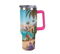 1.18l （40OZ） Stainless Steel Thermos with Handle and Straw Lid The Tapered Design Fits in Your Car's Cup Holder Desert Oasis Patterned Thermos A Must-Have for Camping and Fitness
