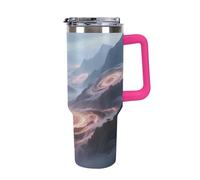 1.18l (40OZ) Stainless Steel Thermos with Handle and Straw Lid The Tapered Design Fits in Your Car's Cup Holder Mysterious Valley Patterned Thermos A Must-Have for Camping and Fitness