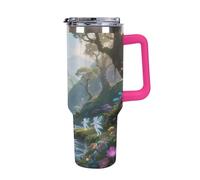 1.18l (40OZ) Stainless Steel Thermos with Handle and Straw Lid The Tapered Design Fits in Your Car's Cup Holder Elf Valley Patterned Thermos A Must-Have for Camping and Fitness