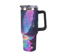 1.18l （40OZ） Stainless Steel Thermos with Handle and Straw Lid The Tapered Design Fits in Your Car's Cup Holder Fluorescent Canyon Patterned Thermos A Must-Have for Camping and Fitness