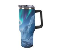 1.18l （40OZ） Stainless Steel Thermos with Handle and Straw Lid The Tapered Design Fits in Your Car's Cup Holder Glacier Canyon Patterned Thermos A Must-Have for Camping and Fitness