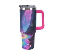 1.18l （40OZ） Stainless Steel Thermos with Handle and Straw Lid The Tapered Design Fits in Your Car's Cup Holder Fluorescent Canyon Patterned Thermos A Must-Have for Camping and Fitness