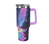 1.18l （40OZ） Stainless Steel Thermos with Handle and Straw Lid The Tapered Design Fits in Your Car's Cup Holder Fluorescent Canyon Patterned Thermos A Must-Have for Camping and Fitness