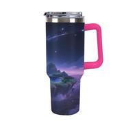 1.18l （40OZ） Stainless Steel Thermos with Handle and Straw Lid The Tapered Design Fits in Your Car's Cup Holder Dreamlike Starry Sky Island Patterned Thermos A Must-Have for Camping and Fitness