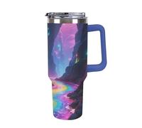 1.18l （40OZ） Stainless Steel Thermos with Handle and Straw Lid The Tapered Design Fits in Your Car's Cup Holder Fluorescent Canyon Patterned Thermos A Must-Have for Camping and Fitness