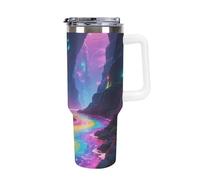 1.18l （40OZ） Stainless Steel Thermos with Handle and Straw Lid The Tapered Design Fits in Your Car's Cup Holder Fluorescent Canyon Patterned Thermos A Must-Have for Camping and Fitness