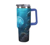 1.18l (40OZ) Stainless Steel Thermos with Handle and Straw Lid The Tapered Design Fits in Your Car's Cup Holder Deep Sea World Patterned Thermos A Must-Have for Camping and Fitness