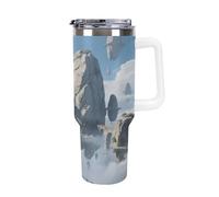 1.18l (40OZ) Stainless Steel Thermos with Handle and Straw Lid The Tapered Design Fits in Your Car's Cup Holder Sky Maze Patterned Thermos A Must-Have for Camping and Fitness