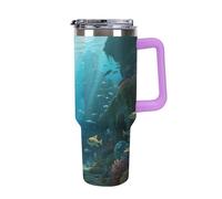1.18l (40OZ) Stainless Steel Thermos with Handle and Straw Lid The Tapered Design Fits in Your Car's Cup Holder Lost Ancient City Patterned Thermos A Must-Have for Camping and Fitness