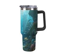 1.18l (40OZ) Stainless Steel Thermos with Handle and Straw Lid The Tapered Design Fits in Your Car's Cup Holder Lost Ancient City Patterned Thermos A Must-Have for Camping and Fitness