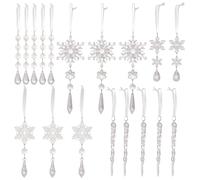 1. 18PCS Shatterproof Acrylic Snowflake Hanging Ornaments Crystal Ice Christmas Decor For Tree Home Party Indoor Outdoor Transparent Ice Cone Ornamentation
