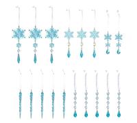 1. 18pcs Shatterproof Acrylic Snowflake Ornaments Crystal Hanging Decorations For Christmas Tree Home Festival Decor Blue Acrylic Christmas Ornament