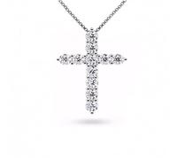 1.1ct 3.0MmX11 Round Cut Cubic Zirconia Diamond 925 Cross Necklace Women Christmas Eve Gift