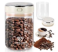 1.1L Airtight Coffee Canister, Coffee Bean Storage Container with One-way CO2 Valve, Clear Borosilicate Glass Coffees Container with Date Tracker,Kitchen Storage Containers for Coffees Sugar Nuts