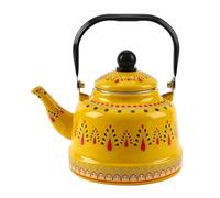 1.1L Enamel Tea Kettle Stovetop, Vintage Anti Rust Teapot Enameled Teakettle with Ergonomic Metal Handle, Retro Decor, No Whistling(Yellow)