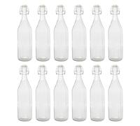 1.1L Glass Bottles with Swing Top Reusable Water Brewing - Pack of 12 Argon Tableware Clear One Size