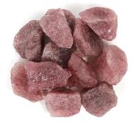 1.1lb Bulk Raw Red Strawberry Quartz Stone Rough Crystal-Natural Raw Stones Crystal for Tumbling, Cabbing, Fountain Rocks, Decoration,Polishing, Wire Wrapping, Wicca & Reiki Crystal Healing
