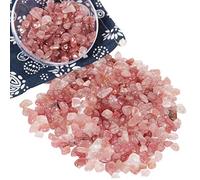 1.1lb Natural Crushed Red Strawberry Quartz Crystal Tumbled Chips-Healing Crystals Chips Bulk, Crushed Crystal Gemstones for Crafts, Beautiful Package for Gift