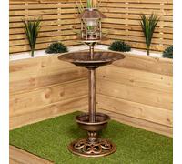 1.1m Bronze Effect Resin Garden Bird Bath & Table With Solar Light - Samuel Alexander | TJ Hughes