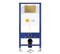 1.1m Low Height Concealed Wall Hung Toilet Cistern Frame with Brushed Brass Flush Buttom - Dual Flush Self-Supporting Steel Framework