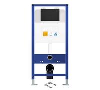 1.1m Low Height Concealed Wall Hung Toilet Cistern Frame with Matt Black Flush Buttom - Dual Flush Self-Supporting Steel Framework