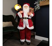 1.1m Red Standing Santa Claus Indoor Decoration with Present and Green Sack Samuel Alexander Red One Size
