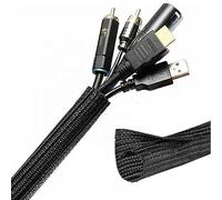 1/2"-10Ft Black Cable Tidy Sleeve, USB Cable Management, Cable Sleeve for Computer Wire Tidy, Cord Protectors from Pets Chewing, Self-Wrapping Wire Loom Tubing, Flame Retardant