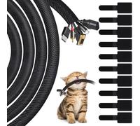 1/2"-10Ft Black Cable Tidy Sleeve with 10 PCS Reusable Cable Ties, Cable Sleeve for Computer Wire Tidy, Cord Protector from Pets Chewing, Self-Wrapping Wire Loom Tubing - Flame Retardant