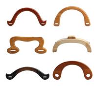 1-2-10PCS Various Shapes Solid Wood Bag Handles Replacement DIY Tote Bag Luggage Wallet Woven Bags Classic Strap Accessories(Color-10,10 Pieces)