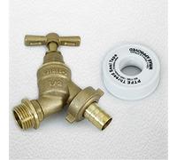 1/2" 15mm Outside Bib Tap with PTFE Plumer Tape Hose Union BS1010-2 Brass Garden