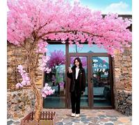 1.2 * 1m / 47 * 39in,Artificial Cherry Blossom Trees Pink, Cherry Blossom Tree Artificial Outdoor, Realistic Fake Blooming Flower Tree for Office Home Wedding