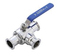 1/2" 3/4" 1" 1-1/2" 2" 3-Way Stainless Steel Sanitary Ball Valve Tri Clamp T/L Port Ferrule 50.5/64/77.5 mm(57mm x Ferrule 77.5,T Type)