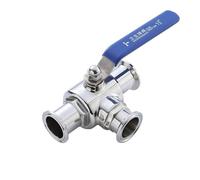 1/2 3/4 1 1-1/2 2 Inch 3-Way Stainless Steel Ball Valve Tri Clamp T/L Port Ferrule 50.5/64/77.5mm 1Pcs(45mm x Ferrule 64,T Type)